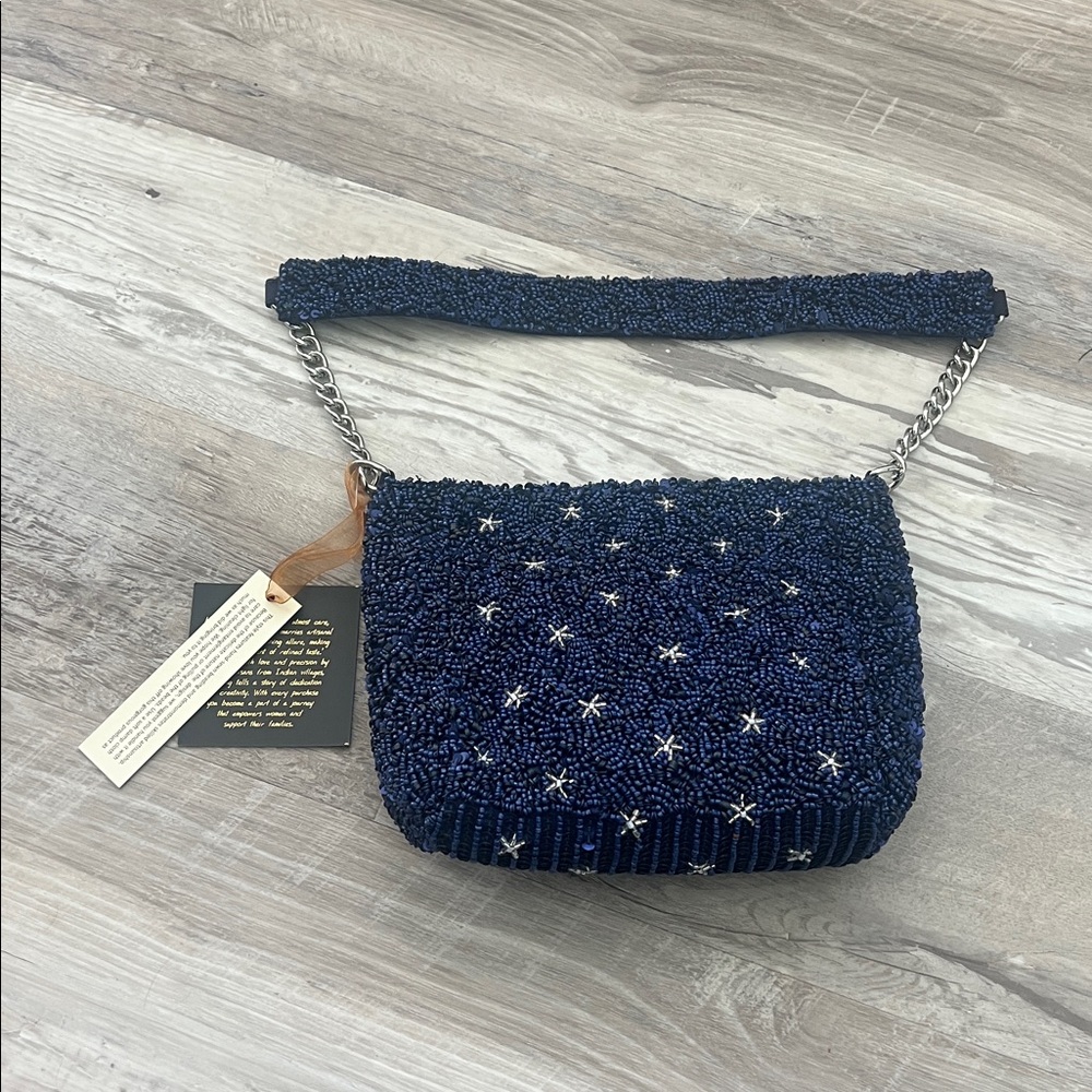 Go Team Game Blue Beaded Purse with Stars - Picture 7 of 8